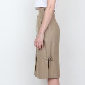 Vintage 1970s Panther Linen/Cotton Neutral Midi Skirt S